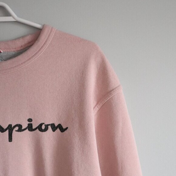 Champion Women's Pink Medium Pullover Fleece Crew Long Sleeve Stretch Sweater - Picture 5 of 10